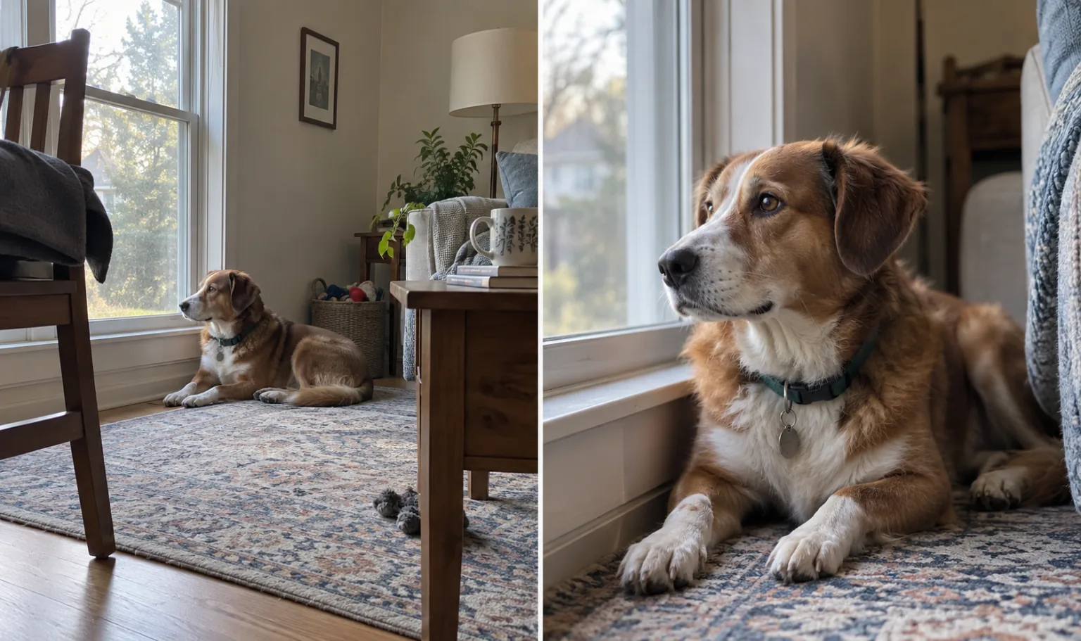 Mountain lake before and after