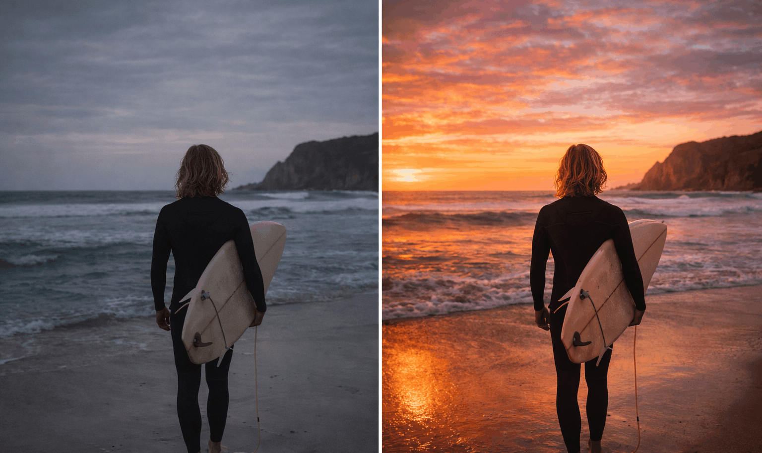 Portrait before and after