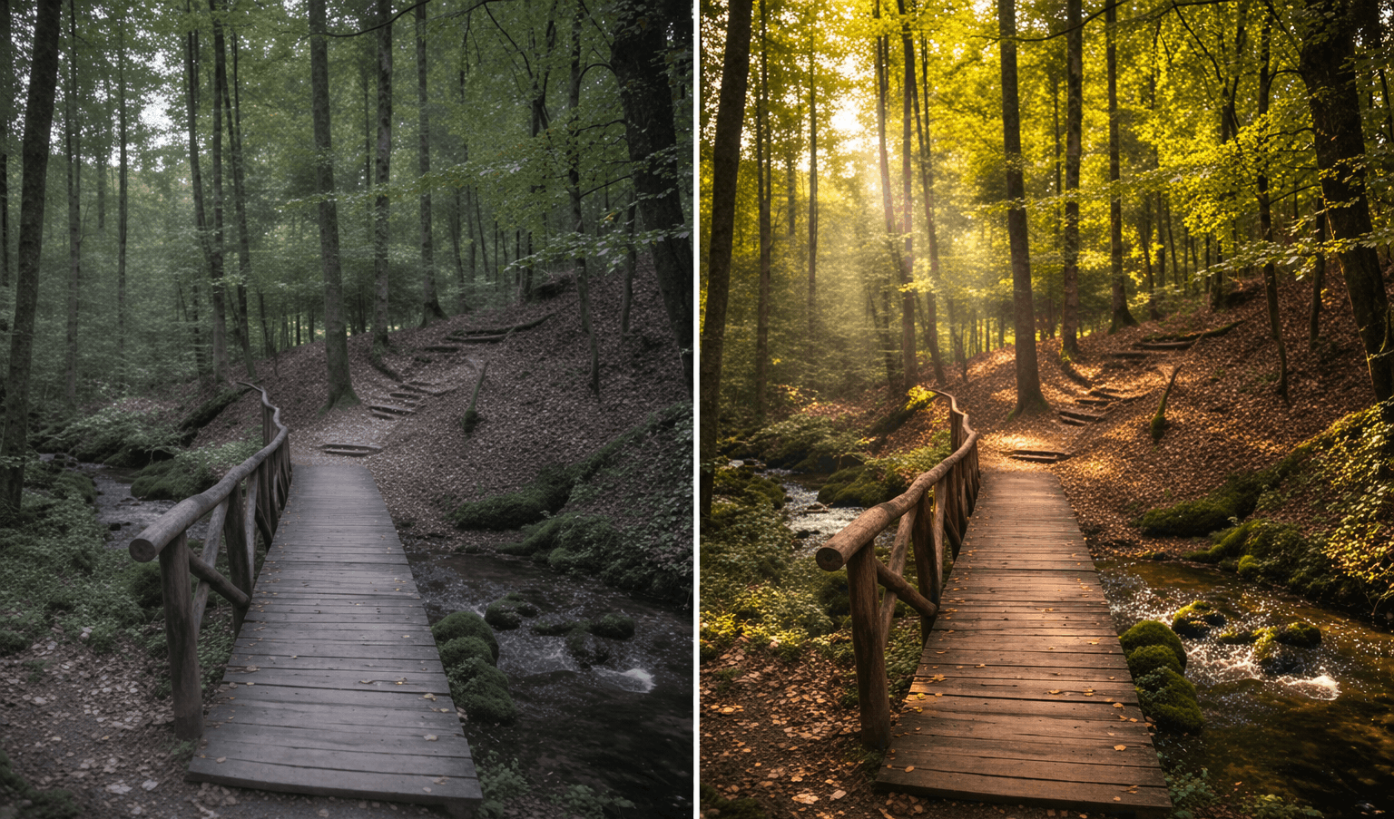 Photo editing before and after