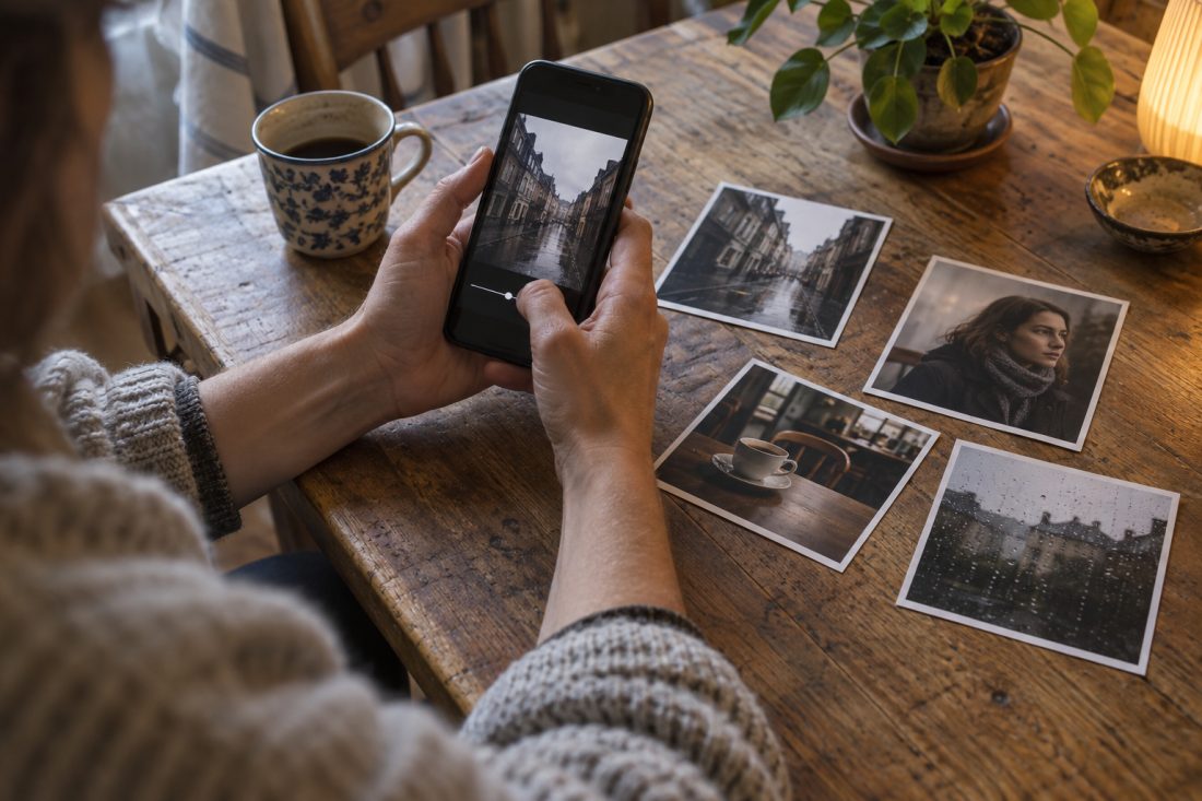 Editing a landscape photograph on a phone