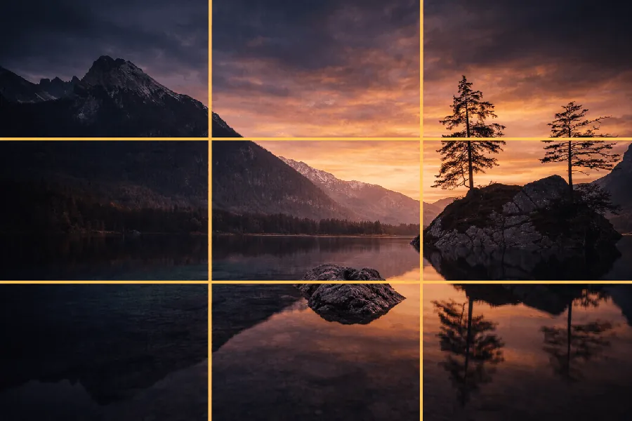 Lesson image: the rule of thirds drawn over a photograph